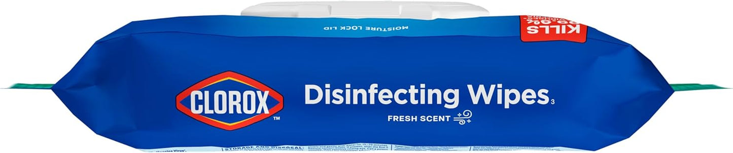 Clorox Disinfecting Wipes. Bleach Free. Household Essentials. Fresh Scent. Moisture Seal Lid. 75 Cleaning Wipes. Pack of 3 (New Packaging)