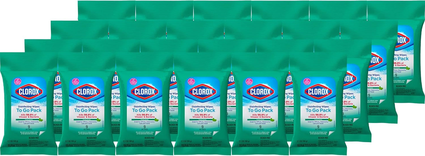 Clorox Disinfecting Wipes On The Go Travel Wipes. Dorm Room Essentials. Crisp Lemon. 9 Count (Package May Vary)