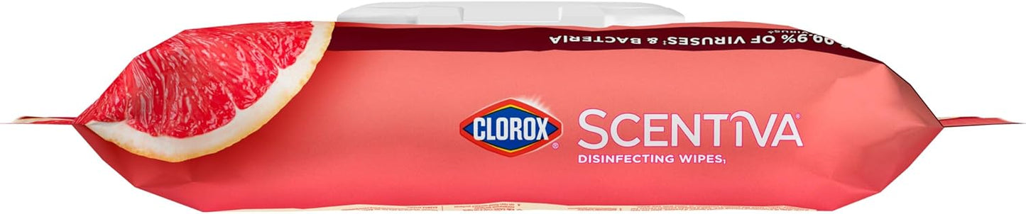 Clorox Scentiva Disinfecting Wipes. Grapefruit and Orange Blossom. 75 Ct.. Pack of 3 (Pack May vary)