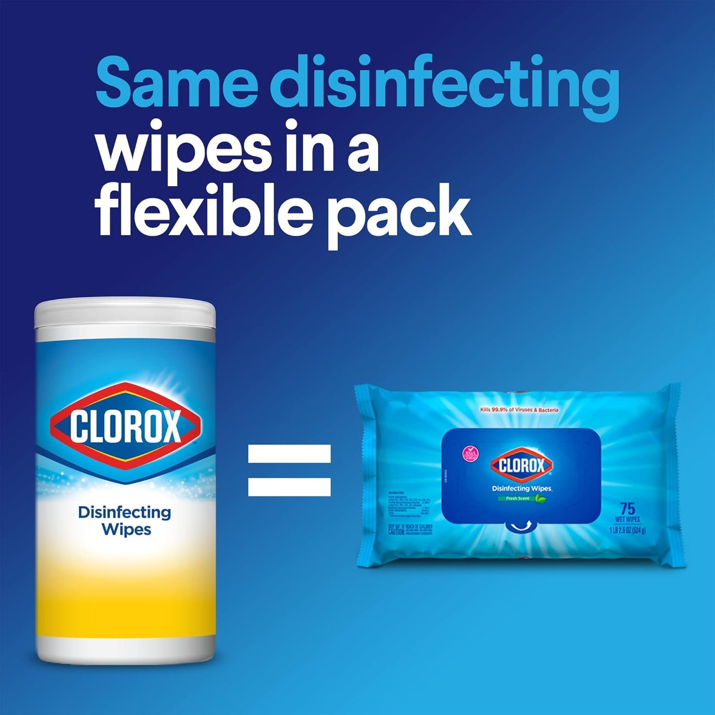 Clorox Disinfecting Wipes Value Pack. 3x 75ct Crisp Lemon and Fresh Scent Canister and 3x 75ct Easy Pull Moisture Seal Pack
