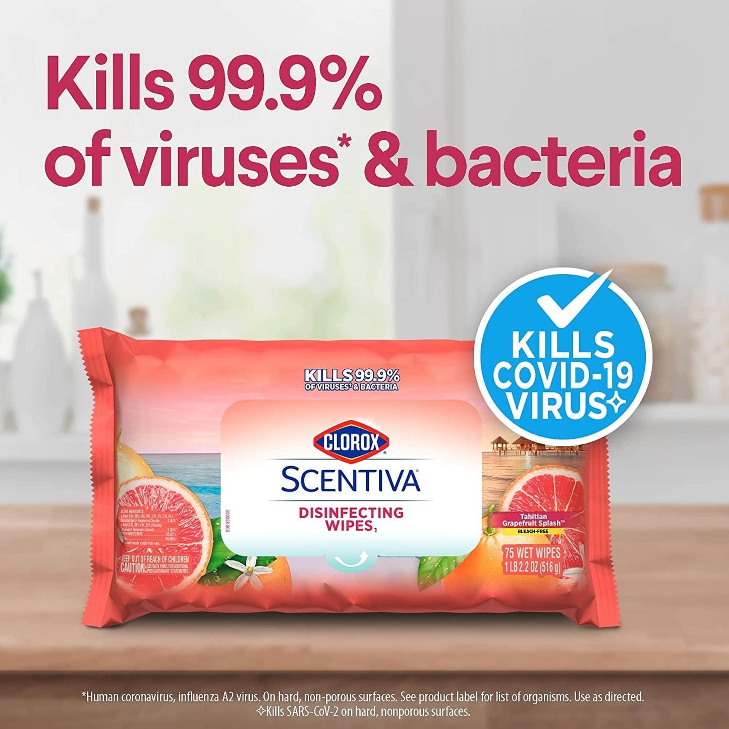 Clorox Cleaning Bundle Disinfecting Mist Lemon & Orange Blossom Scent 1 Spray Bottle. 1 Refill. 16 Fl Oz Each Scentiva Disinfecting Wipes. Pacific Breeze Coconut Scent-3-Pack-75ct Each