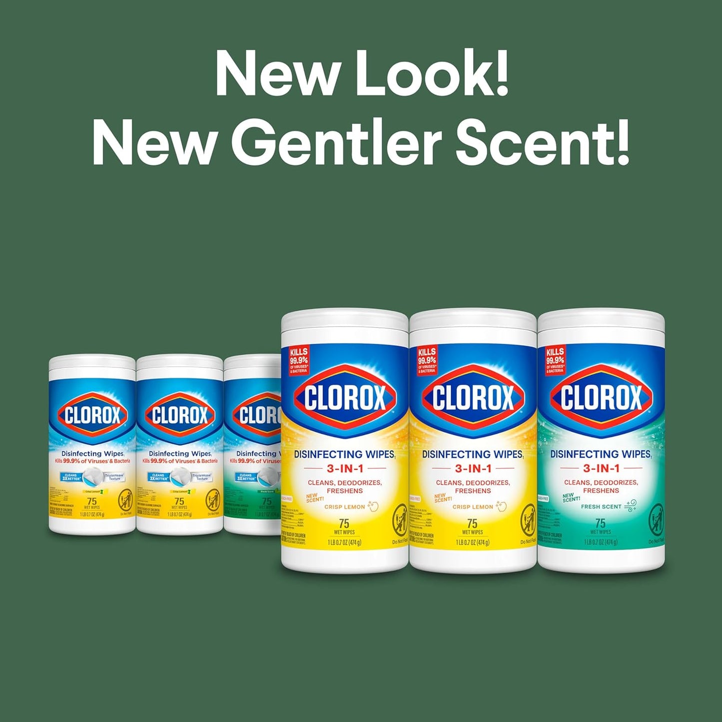 Clorox Disinfecting Cleaning Wipes Variety Pack. 75 Count Each. Pack of 3 (Package May Vary)