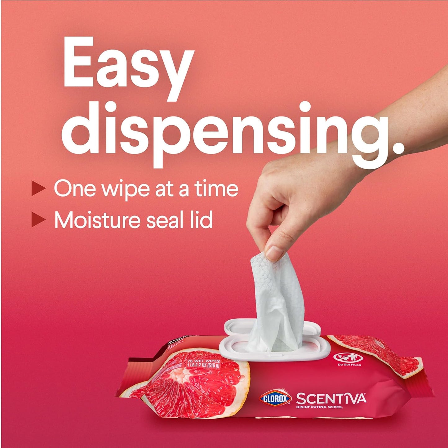 Clorox Scentiva Disinfecting Wipes. Grapefruit and Orange Blossom. 75 Ct.. Pack of 3 (Pack May vary)