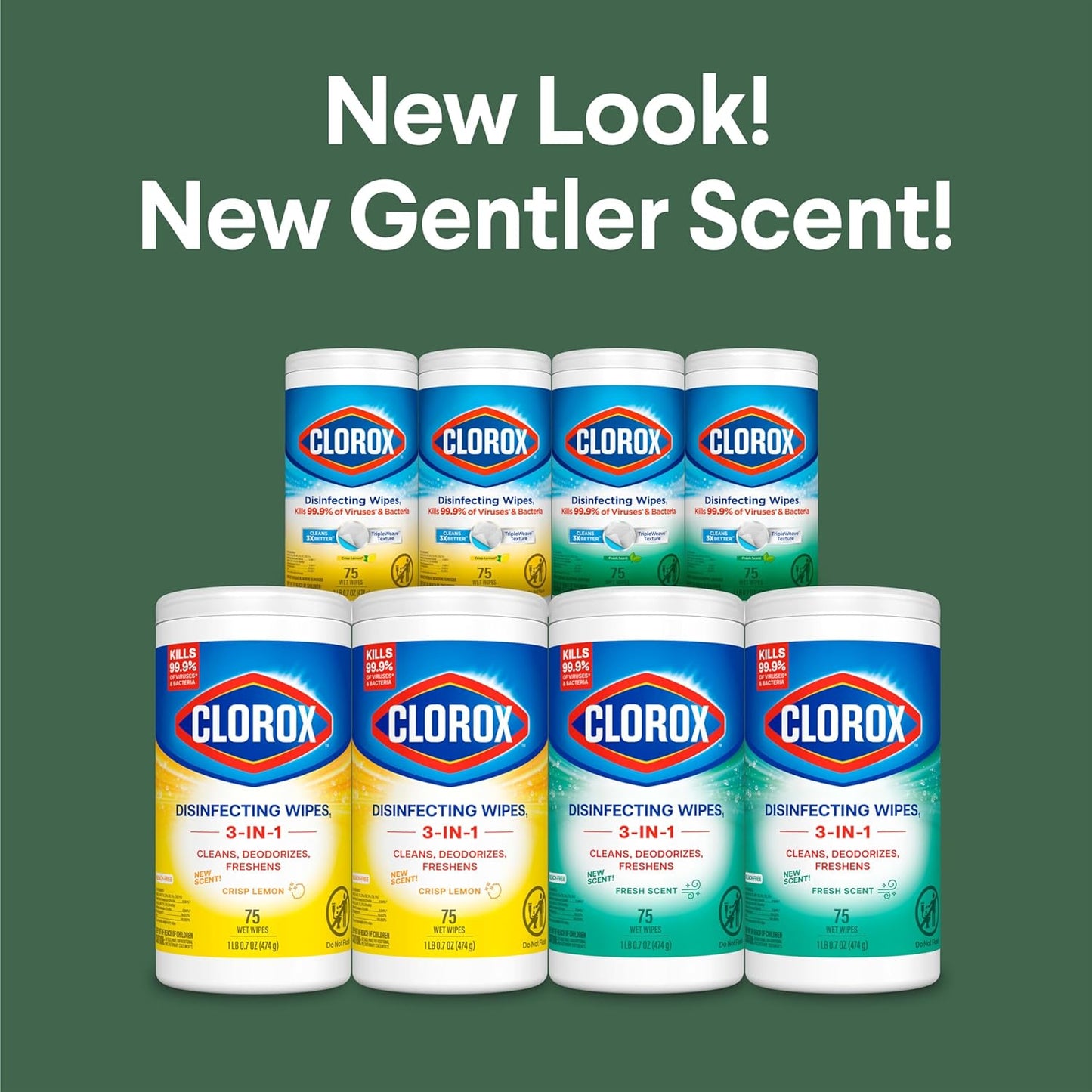 Clorox Disinfecting Cleaning Wipes Variety Pack. 75 Count Each. Pack of 4 (Package May Vary)