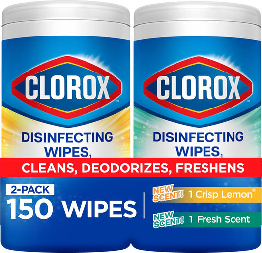 Clorox Disinfecting Wipes Value Pack. Bleach Free Cleaning Wipes. 75 Count Each. Pack of 2. Packaging May Vary