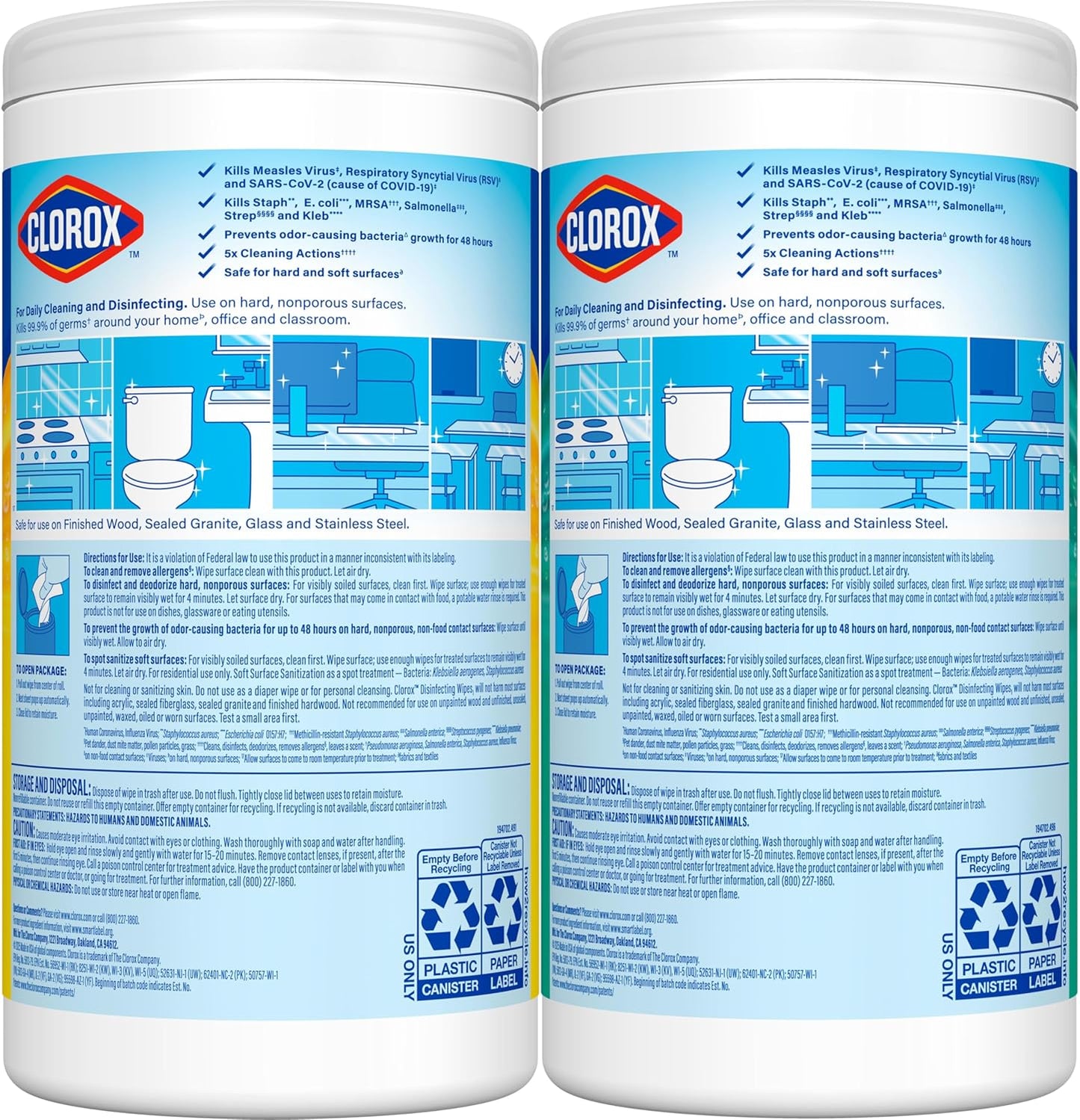 Clorox Disinfecting Wipes Value Pack. Bleach Free Cleaning Wipes. 75 Count Each. Pack of 2. Packaging May Vary