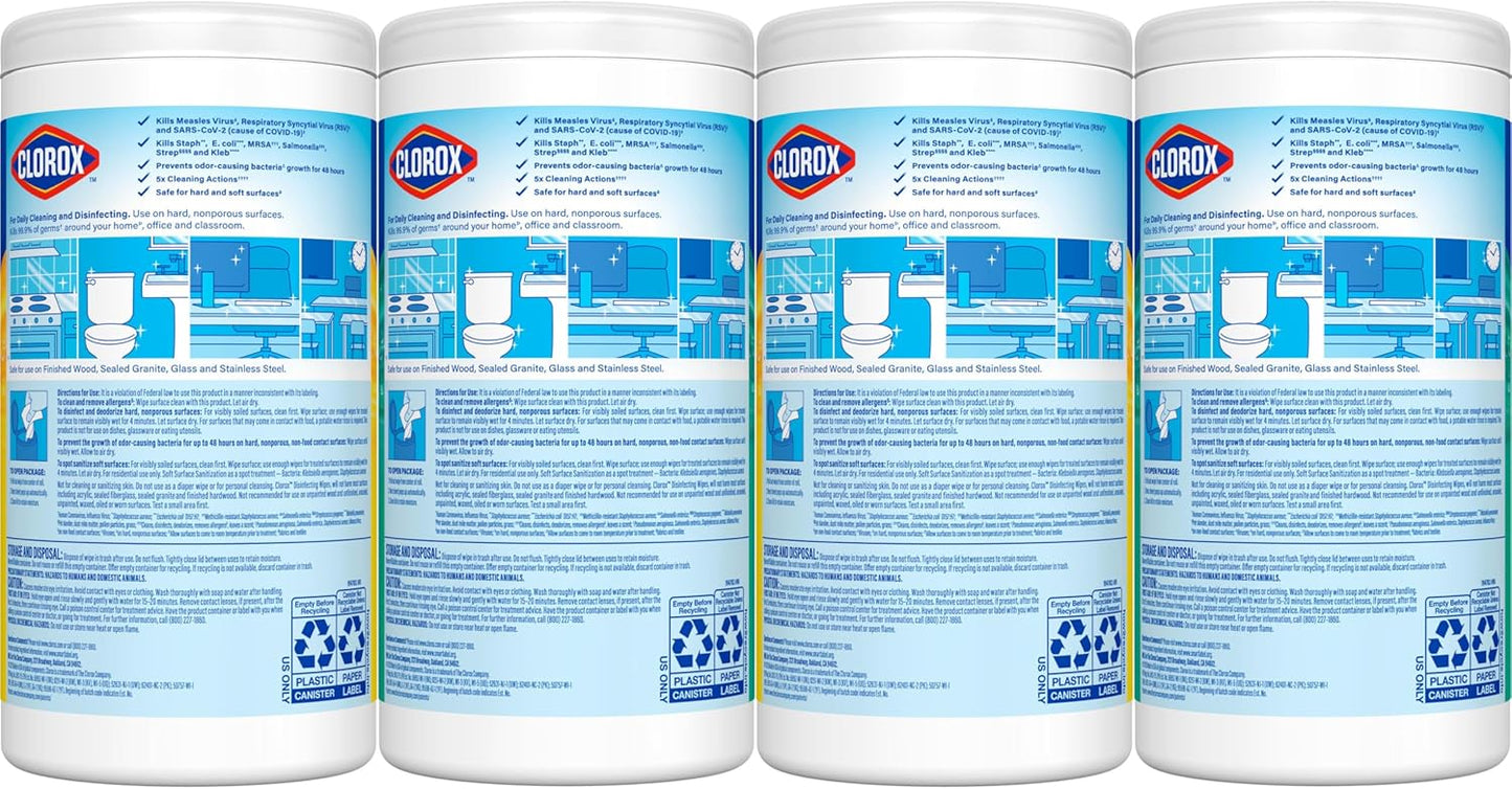 Clorox Disinfecting Cleaning Wipes Variety Pack. 75 Count Each. Pack of 4 (Package May Vary)